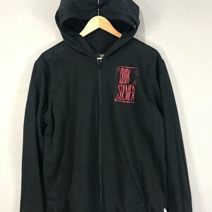 Quiksilver Jacket Men's Large Black Snowman Reversible Full Zip Hood Pocket Xmas